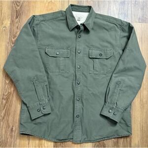 Cabela's‎ Mens Sherpa Fleece Lined Canvas Shacket Large Olive Green Jacket EUC